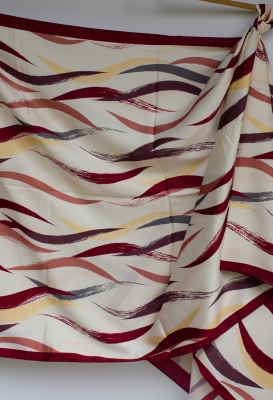 Bordo Fırça Desen Saten Şal