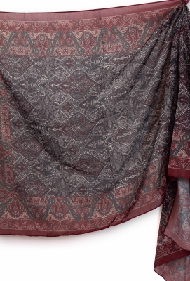Bordo Rori Etnik Desen Soft Şal