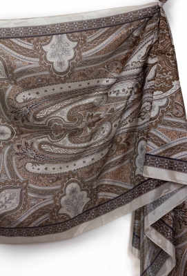 Kahve Aria Etnik Desen Vual Şal