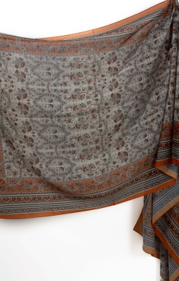 Kiremit Riven Desen İpeksi Pamuk Şal