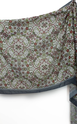 Koyu Gri Meva Desen Lina Şal