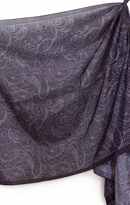 Lacivert Elza Etnik Desen Vual Şal