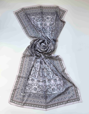 Lunel Etnik Desen Pembe İpeksi Pamuk Şal