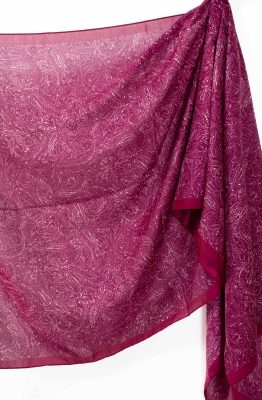 Mürdüm Anatolia Etnik Desen Çift Taraflı Pamuk Şal