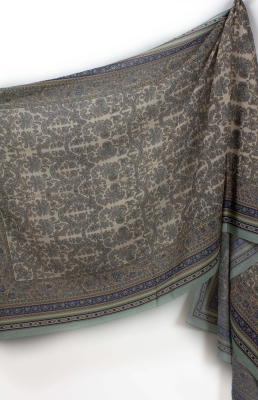 Nift Yeşil Riven Desen İpeksi Pamuk Şal