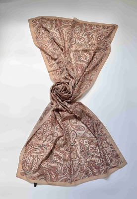 Sahra Etnik Desen Somon Compact İpeksi Pamuk Şal