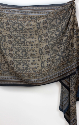 Siyah Sarı Riven Desen İpeksi Pamuk Şal