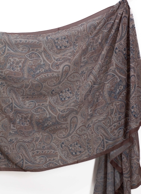 Sütlü Kahve Melia Desen İpeksi Pamuk Şal